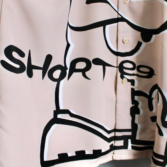 ARCTIC Vintage Shortee Collection Cream Black Button-Up Short Sleeve Shirt XL - Picture 4 of 6